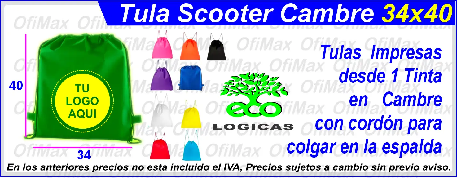 tulas deportivas ecologicas personalizadas impresas en cambrel 34x40, bogota, colombia